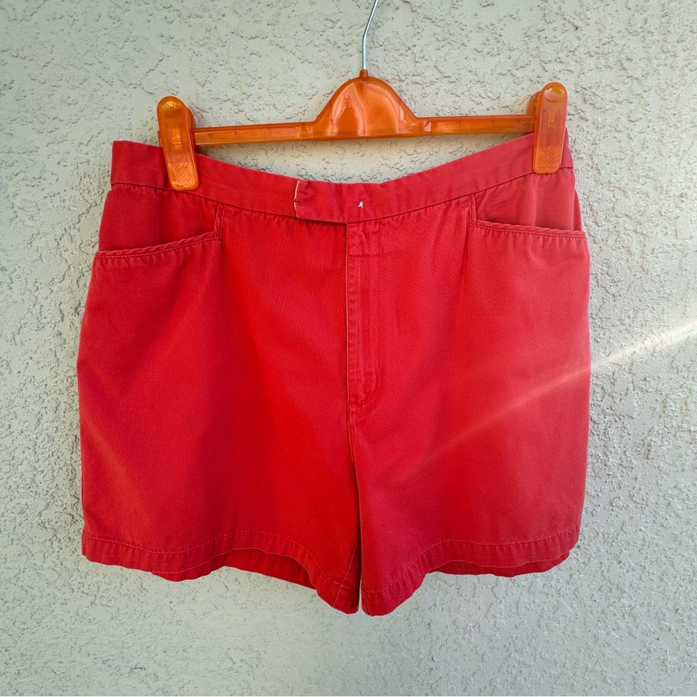 Mountain Lake 16 100% cotton vivid coral pink high rise twill shorts Summer prep